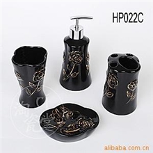 【特价批发】陶瓷卫浴4件套-022C金黑玫瑰