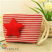 花样年华系列纯色麻绳手拎零钱包条纹手机包五角星帆布包