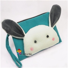 新款布艺麻绳手提带充填棉大尺寸棉花兔杂物小包化妆包手提包