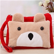 混批韩国可爱毛绒零钱包卡通熊二手拿女式双拉链化妆包洗漱包