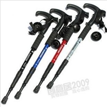 【伙拼】铝合金四节避震T柄登山杖拐杖手杖野营户外用品批发
