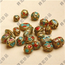 DIY饰品配件尼泊尔绿松石红珊瑚纯铜珠子弟珠佛珠佛牌链必备