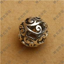 DIY饰品配件藏银苗银仿泰银花球镂空花球佛珠佛牌链必备