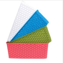 欧美品质中号塑料编织收纳筐框玩具书本桌面收纳篮收纳箱