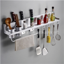 80cm双杯厨房挂件厨房置物架刀架太空铝挂件背后式插刀