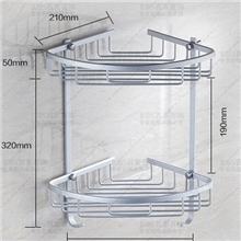 热销推荐-2515亚光带丝双层三角形铝篮太空铝挂件置物架卫浴