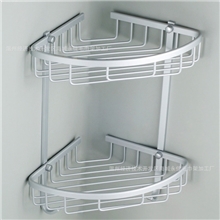 8005太空铝三角双层网篮置物架浴室五金挂件洗浴化妆品收纳