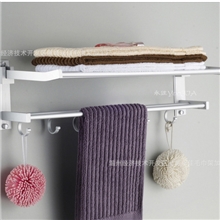 8017打砂抛光太空铝浴巾架折叠活动钩毛巾架双杆卫浴五金挂件