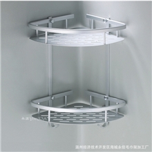 8009太空铝三角双层置物架浴室角架实心铝板五金挂件带钩