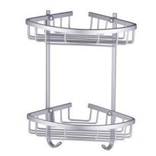 太空铝实心双层三角带勾网篮转角双层网篮浴室卫浴挂件