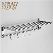 全铜活动浴巾架/折叠毛巾杆架全铜毛巾架浴室置物架带活动排钩