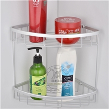 厂家直销浴室转角双层网篮太空铝网篮卫生间置物架三角架网架