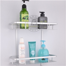 厂家直销太空铝扇形有孔架长方双层浴室角架镂空置物架