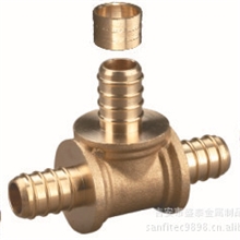 大量供应黄铜管件圆牙等径三通带黄铜卡套工厂由浙江搬至江西