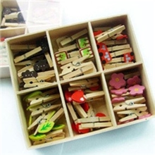 韩国六格6格木质夹子套装盒装48枚入一盒价格6550