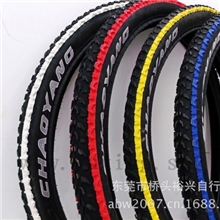 供应朝阳山地车自行车轮胎彩色外胎轮胎柔侧自行车外胎26X1.95
