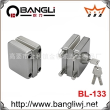 锁厂供应BL-133方形不锈钢双扇中央锁/玻璃锁/玻璃门锁