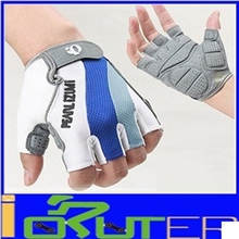 蓝白一字米骑行手套自行车手套半指手套短指一字米