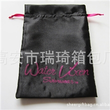 【供应】批发黑色色丁拉绳束口抽绳袋可印图案高品质高标准