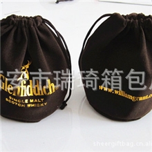 【供应】批发圆底黑色咖啡色绒布拉绳束口袋抽绳袋可印logo