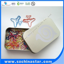 创意文具批发奇趣异形回形针铁盒包装飞机回形针礼品