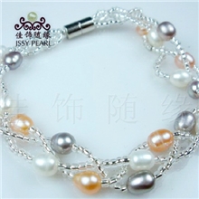 SL-015时尚手镯批发多层时尚手镯批发河蚌珍珠时尚手镯批发