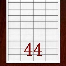 不干胶标签贴纸:A4标签内分切/分割/切割44格(48.5*25.4mm)100页