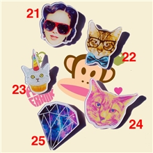 日本原宿徽章唇形胸针胸针胸花宇宙钻石蝴蝶结猫女头眼镜