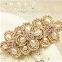 韩国进口四叶草蕾丝DIY发饰韩版头饰顶夹边夹儿童水钻头饰