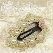 韩国进口蕾丝DIY发饰韩版顶夹心形BB边夹（新店开张一个也批）