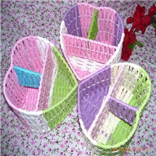 【供应】环保工艺蓝~手工编织蓝~心形饰品分隔篮~分3格收纳筐