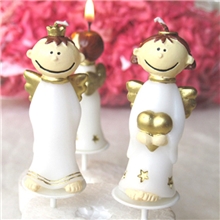 供应厂家直销纯手工彩绘天使造型插托蜡烛生日结婚庆典蜡烛
