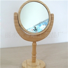 竹子化妆双面镜3X(5寸)竹制化妆台镜