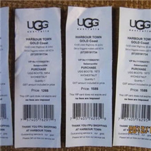 UGG代购小票雪地靴代购小票标签吊牌卡片