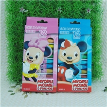 日韩文具mickey包装图案12色蜡笔油画棒