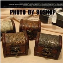 zakka杂货批发复古首饰盒木质收纳盒珠宝盒欧式复古花和地图