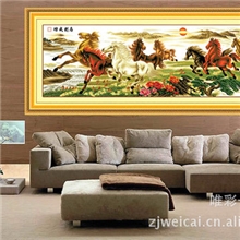 新款金度100精准印布印花十字绣厂家批发八骏奔腾马到成功八骏图