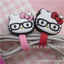 【现货】两个装眼镜HelloKitty纽扣式情侣绕线器，双头软胶捆线
