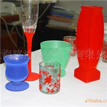 玻璃饰品植绒水杯、酒杯印花喷绒玻璃杯立体喷花厂家专业植绒