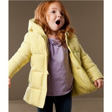 供应批发2013法国乐都特女童连帽收腰弧形下摆腈棉服