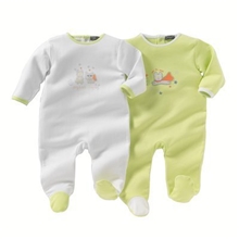 供应批发2013新款法国品牌特卖新款男婴纯棉两件套连身睡衣