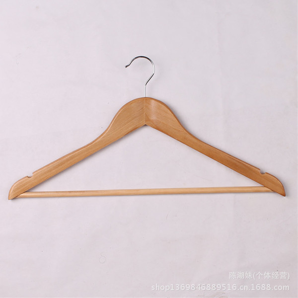 义乌一级品木色实木衣架服装店批发实木衣架衣橱衣架厂家直销