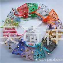 现货供应桃心烫金礼品欧根网纱袋．干花香料首饰包装．纱袋批发