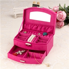 观雅绒布木质扇形首饰盒饰品盒化妆盒双层厂家直销现货批发