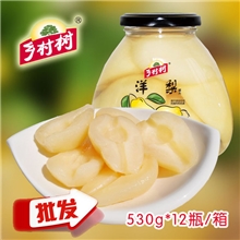 厂家批发直销洋梨罐头玻璃瓶即食商超餐饮烘焙530g*12乡村树