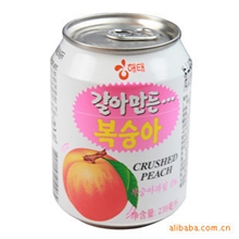 韩国原装进口饮料批发海太水蜜桃果肉果汁238ml12瓶一箱