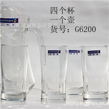 弓箭乐美雅玻璃鸭嘴壶水壶饮料用具五件套g6200礼盒套装水具