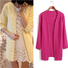 韩国2013小方块中长款毛衣薄款长袖针织开衫长款外套822四色