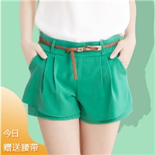 6628#2013新款百搭热裤韩版休闲雪纺短裤裙裤女(送腰带)