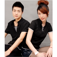 1015#情侣装夏装韩版新款立领时尚t恤情侣装短袖(实拍图）